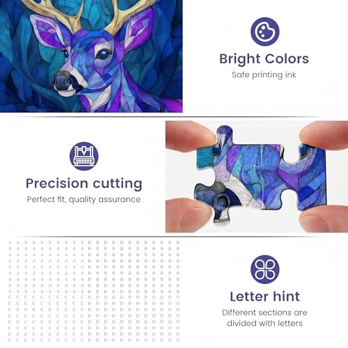 1000 Piece Puzzle for Adults, Glowing Antlers Jigsaw Puzzle for Adults - color: Glowing Antlers