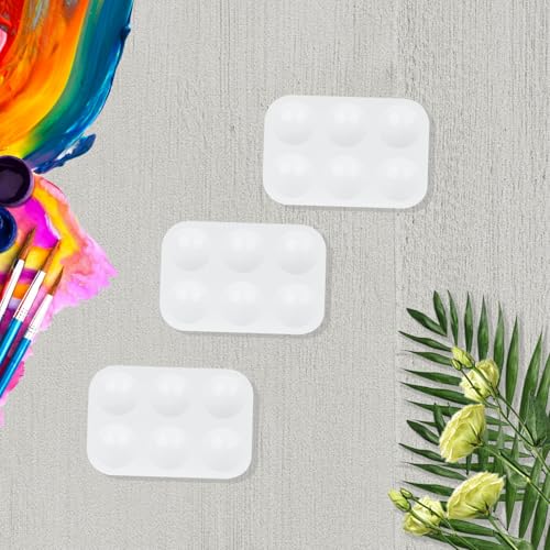 LNAUJS 8 Pack Plastic Paint Tray Palettes, 6 Well Rectangular Palette, Watercolor or DIY Craft Paint Supplies