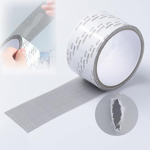 2026 New Strong Adhesive Screen Repair Tape, Screen Repair Kit Window Screen Repair Tape, Fiberglass Screen Tape Mesh Repair Suitable (5cm x 200cm) for mesh Doors and Windows Gray - color: Grey