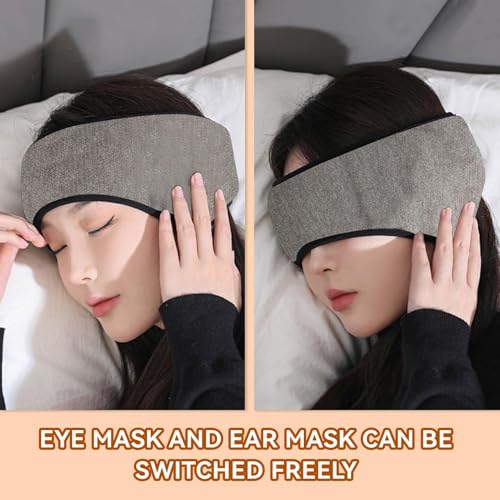 Agatige Sleep Ear Muffs, Soundproof Sleep Earmuff Headband Sleeping Noise Cancelling Ear Wrap Muffs Winter Women Sleep Mask - color: Grey