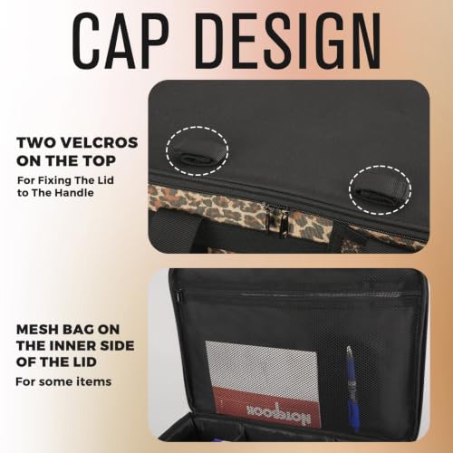 SCAVATA Rolling Cleaning Caddy Bag with Detachable Trolley & Wheels - color: Leopard
