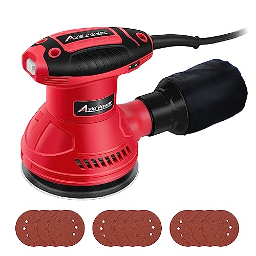 AVID POWER 5” Random Orbital Sander Electric Sander Tool 6 Variable Speeds - color: Dark Red