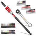 Geinxurn 59Pcs 2-in-1 Dual End T-Handle Ratchet Wrench Set, 72-Tooth 1/4" Reversible Ratchet with Bit Holder, Socket Adapter and 1” Impact Screwdriver Bits (Phillips/Torx/Hex) in Coded Base for Repair - size: 59pcs-DualEnd