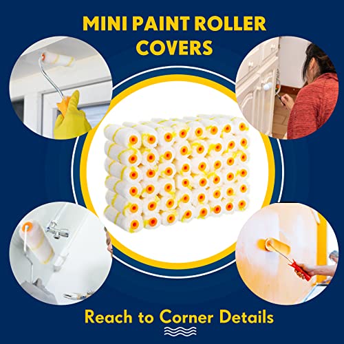 Leumoi 400 Pieces 4 Inch Mini Paint Roller Cover Bulk Small Microfiber 1/2" Nap for Paint Roller for House Painting Brush Supplies, DIY Craft Home Wall Repair Tool Kit Set