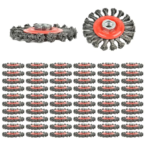 AAIN 60 Pcs Wire Wheel Cup Brush Set,4 Inch Twist Knotted Wire Wheel Brush - size: 60 pack, style: 4 inch Knotted Wire Brush