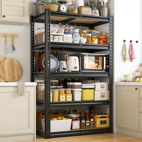 REIBII Storage Shelves with Smooth Edges for Garage Basement Shed Pantry - size: 28"W x 12"D x 59.8"H