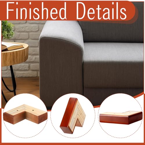 Geelin 4 Pack Wooden Furniture Risers 1 Inch High L‑Shaped Bed Risers with Metal Screws and Anti-Slip Pads Furniture Legs Couch Legs Replacement Sofa Feet for Coffee Table Bed Dresser (Brown) - color: Brown, size: 1 Inch