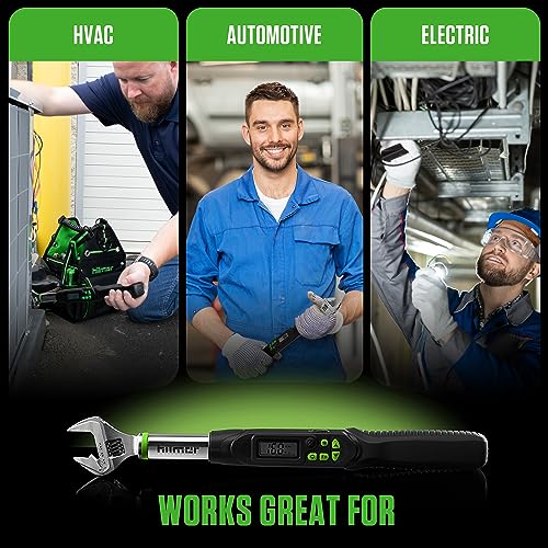 Hilmor 1963826 Digital Adjustable Torque Wrench for Mini-Split, HVAC Tools and Equipment, Digital LCD Screen, Light and Sound Indicators