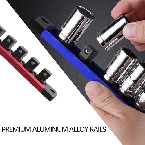 Magnetic Socket Organizer 9-Piece for 1/4, 3/8, 1/2 Sockets Red/Blue/Green