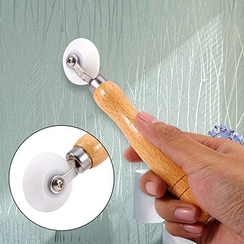 18.5cm Wood Handle Seamed Home Wallpaper Roller,POM Material Internal Seam Roller Corner Wallpaper Roller,Wallpaper Seam Roller for Home Wall Paper Decorating Hand Tool