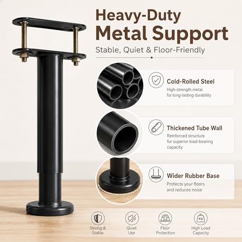 Under Bed Metal Support Legs, Adjustable Height Bed Frame Support Leg, Bed Slat Support Leg for Heavy Duty/Wooden/King/Queen Bed Frame (7"-12.6" (4pcs)) - size: 7"-12.6" (4pcs)
