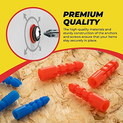 Qualihome Drywall and Hollow-wall Anchor Assortment Kit, Anchors, Screws, Wall Anchor Hooks, and Hollow-Door Toggle Anchor