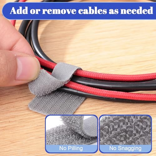 100 Pcs Hook and Loop Cable Straps, Cable Management Under Desk, Grey Ties - color: Grey