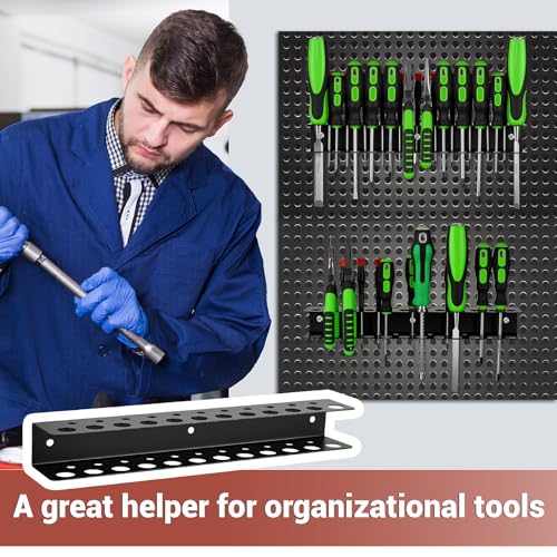 Screwdriver Organizer, Steel Screwdriver Holder, Heavy Duty Garage Tool Organizer Wall Mount for Pliers Utility Storage Rack for Workspace, Workshop, Shed with 23 Holes (2 Pack) - color: 2 Packs