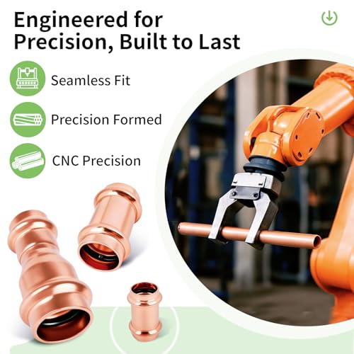 (WDAISY 10 Pack) Industrial-Grade 3/4 * 1/2 Inch Copper Press Coupling – Press Fittings, PxP Plumbing Connector, Press Adapter, Compatible with Copper Pipe, Water Supply Line, Pipe Repair - size: 3/4" * 1/2" copper reducing press coupling-10P