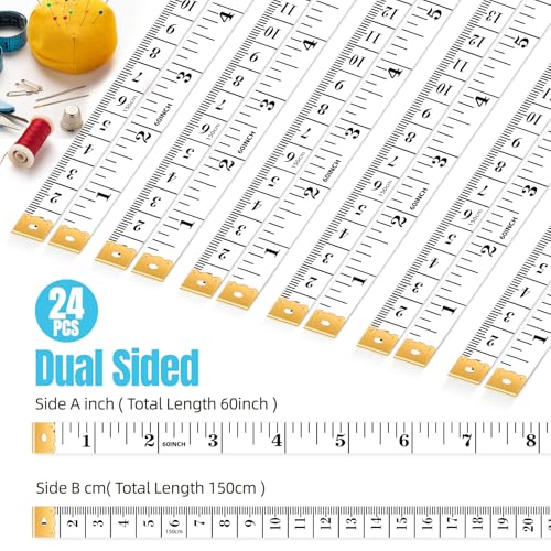 Soft Tape Measure 24 Pack - 60Inch/150cm Flexible Measuring Tape for Body Sewing Tailor & Fabric, Double Scale Ruler for Body Measurements, Craft Supplies (White) - color: 24pcs-white
