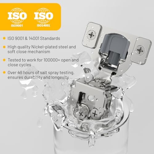 Furniware 20 Pack 10 Pairs 1-1/4 inch Overlay Soft Close Hinges for Face Frame Kitchen Cabinet Hinges Satin Nickel - 3 Way Adjustability Concealed Soft Close Hinges Damper Self Closing - size: 1-1/4 inch Overlay