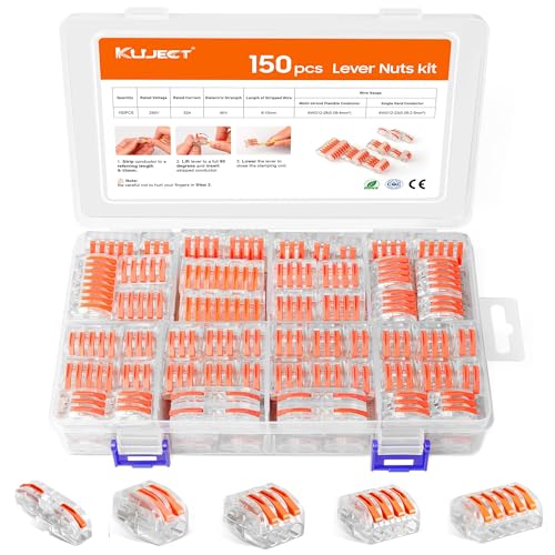 150PCS lever wire Connectors Kit with 2/3/4/5 Conductors