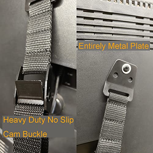 Child Proof TV Safety Straps- TV Earthquake Strap Furniture Anchors Work for Baby Proofing Secures to TV Stand and Walls,Heavy Duty Metal Plate, Adjustable Strap, No Plastic Parts
