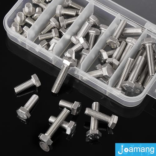 M6 x 8mm 12mm 16mm 20mm 25mm Hex Bolts, Hexagon Head Screws, 304 Stainless Steel(A2-70), Metric Fully Thread, Bright Finish, Assortment Kit 50PCS - size: M6x8-25mm (50PCS)