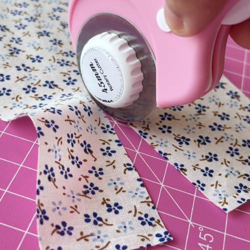 45mm Rotary Cutter and Mat Set, Fabric Cutter Wheel and 12x18 Inch Self Healing Sewing Cutting Mat, Fabric Rotary Cutter with 5pcs Rotary Blades for Quilting Patchworking Crafts, Pink - color: Pink