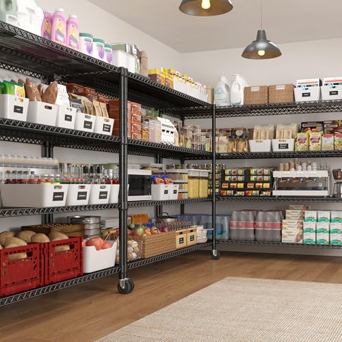 REIBII Extra-Wide 60"W 4-Tier Wire Shelving with Wheels, 2399lbs for Garage - size: 4-Tier,60" W X 65.5" H X 18" D