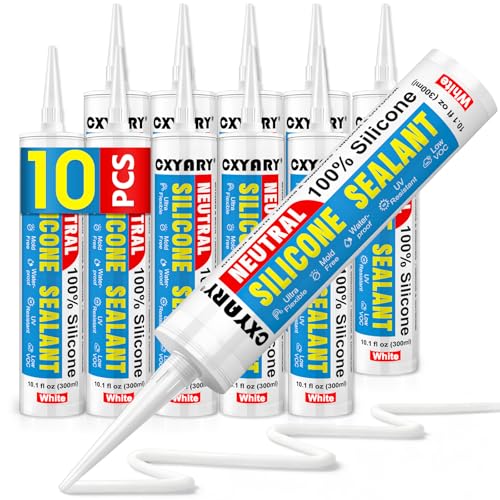Silicone Caulk & Sealant White,10 Pack - 100% Silicone Sealant (300ml) - color: White, size: 10 Pack