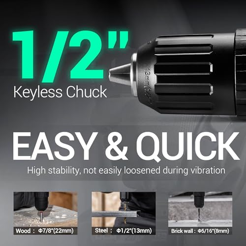 DCA 20V Cordless Hammer Drill Set, 354 In-lb Torque, 1/2" Keyless Chuck, 22500 IPM, 2 Variable Speeds, 18+1+1 Position, Power Impact drill with 14 Drill/Driver Bits for Brick, Metal, Wood ADJZ2035i13 - style: 354 In-lb hammer drill