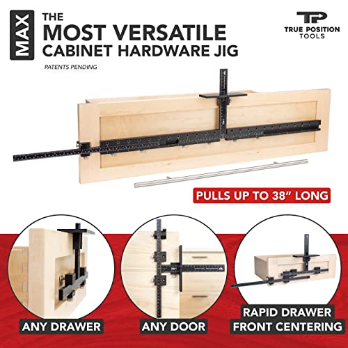 MAX Cabinet Hardware Jig - Install Long Pulls and Shelf Pin Holes - Made In USA - Hand Calibrated by True Position Tools - size: MAX