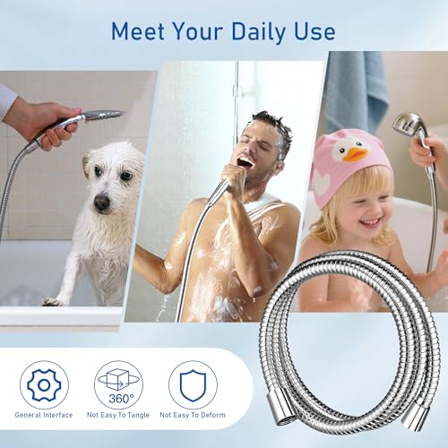 Shower Hose for Handheld Shower Heads,72 inches Stainless Steel Shower Head Hose Replacement, Flexible Hose Extension with Brass Insert and Nut, Anti-Explosion Anti-Kink Leakproof
