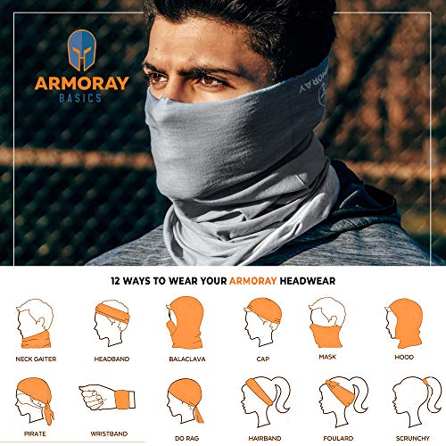 ARMORAY Neck Gaiter Face Mask - 4 Pack Reusable & Washable Cloth Face Cover - color: Black + Gray (4 Pack)