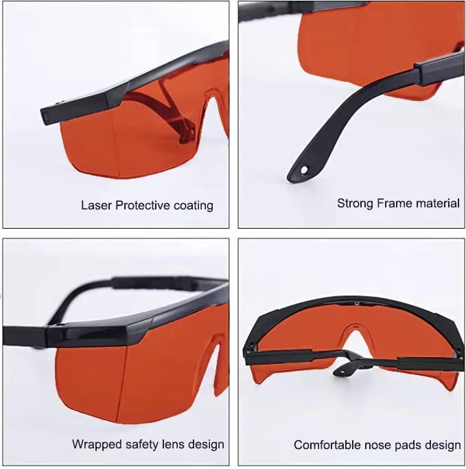 190nm to 560nm Laser Safety Glasses, OD4+ Laser Glasses Eye Protection - color: Orange&black