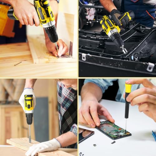 TLGREEN 138-Piece Tool KIT with 12V Cordless Drill and Case, Yellow - color: Yellow