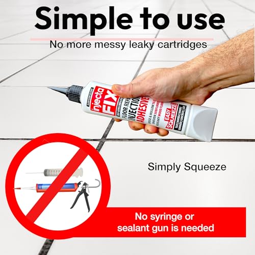 Floor-Fix Pro Injectafix - All in One Repair Kit for Loose/Hollow & Tiles Repair + Squeaky Wood, LVT & Laminate. Includes Anti- Clog Air-Tight Cap. Does NOT Require Caulk Gun - color: 1