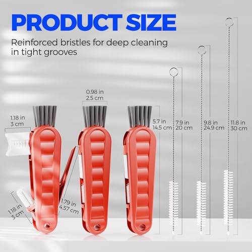 Holikme 6 Pack 4 in 1 Cup Lid Cleaning Brush 3 Straws Bottle Brush,Red - color: Red