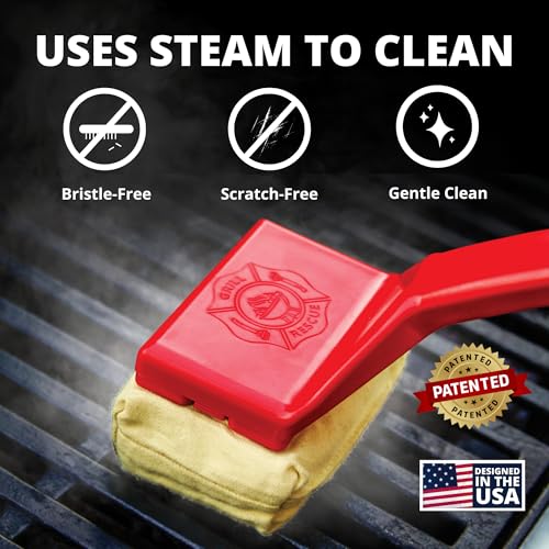 Grill Rescue BBQ Replaceable Scraper Cleaning Head, Bristle Free - Durable and Unique Scraper Tools for Cast Iron or Stainless-Steel Grates, Barbecue Cleaner (Non-Scraper Brush) - color: Non-scraper Brush