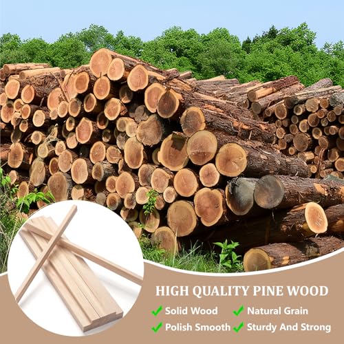 Wood Strips Slats Wooden Sticks for Crafts 3/8" × 3/4" × 15", 15 PCS Thin Wood Planks Trim Lumber Support Flat Boards Pieces Square Wooden Dowel Rods for Crafting, Woodworking, Model Making - size: 3/8x3/4x15 in - 15 PCS