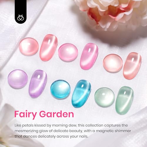Beetles Cat Eye Gel Nail Polish Set, 6 Colors Fairy Garden Gel Polish Kit - color: A - Glass Cat Eye | Fairy Garden