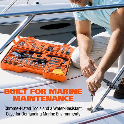 Great Neck MS125 125-Pc Marine Tool Set with Water-Resistant Boat Tool Box - size: 125-Piece