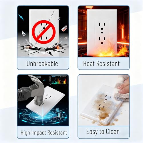 ZEFTV 6 Pack Duplex Outlet Covers Wall Plates 1-Gang Switch Outlet Electrical Cover Plate Unbreakable Thermoplastic Faceplate for Light Receptacle Outlet Switch, White - color: Single Outlet, size: 6 Pack