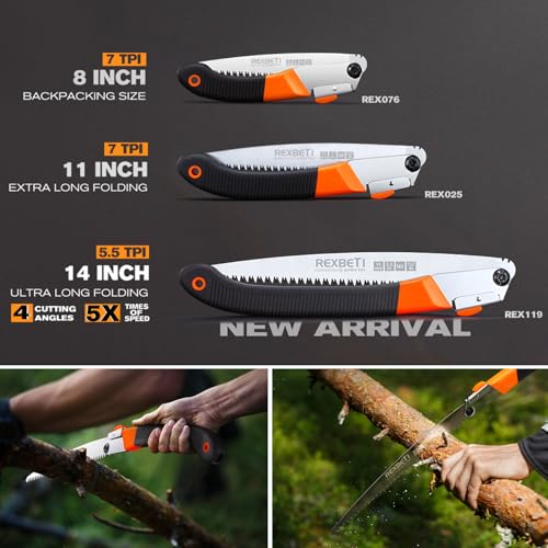 REXBETI 8-Inch Folding Hand Saw, Pruning Saw for Tree Trimming, SK5 Steel - size: 8 Inch