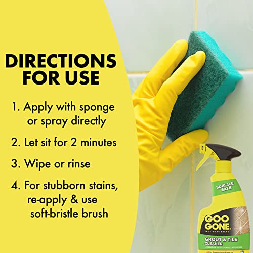 Goo Gone Grout and Tile Cleaner - 28 Ounce - Removes Tough Stains Dirt Caused by Mold Mildew Soap Scum and Hard Water Staining - Safe on Tile Ceramic Porcelain, pack of 2 - size: 28 Fl Oz (Pack of 2)