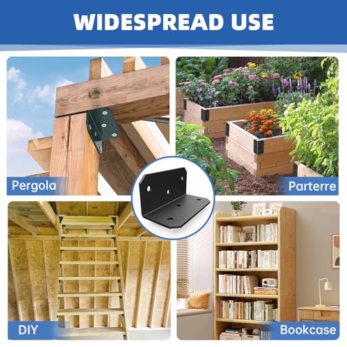 4"x2" Steel Corner Braces, L Brackets for Wood Furniture - size: （15PCS） Black