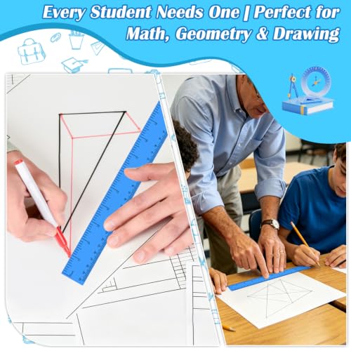 36 Pack 12" Clear Blue Plastic Rulers, Back to School Measuring Supplies - color: Blue