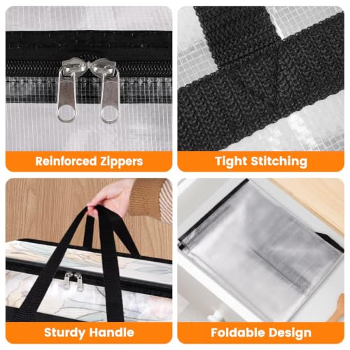 BlissTotes Moving Bags 40L 4PCS, Clear Clothes Storage Under Bed Storage - size: 40L