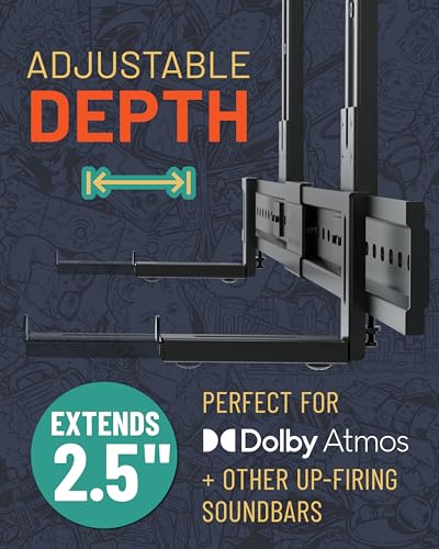 ECHOGEAR XL Soundbar Mount for Speakers up to 20lbs – Attaches to TVs up to 86” or Wood Studs 16-24”– Universal Design & 2.6” Extension for Dolby Atmos – Easy DIY Install w/ Included Hardware