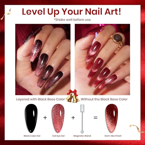 Beetles Fall Cat Eye Gel Nail Polish Set, 6 Colors Glitter Gel Polish Kit - color: 0-0-Brilliant Velvet