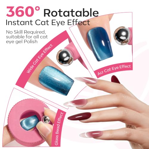 Modelones Cat Eye Magnet 5D Automatic Nail Magnet for Cateye Gel Polish - color: A Pink Rotating Cat Eye Magnet