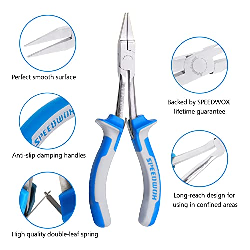 SPEEDWOX 6 Inches Long Reach Slimline Flat Nose Pliers for Jewelry Making Smooth Jaw, Wire Wrapping Bending for Hard to Reach Narrow Spaces - style: Slimline Flat Nose Pliers
