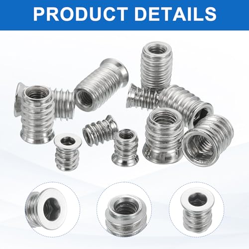 MECCANIXITY 6Pcs Threaded Inserts Nuts, M8x17mm Hex Socket Drive Nut Inserts for Wood - 304 Stainless Steel Screws Furniture Screw in Nuts Bolt Fastener Connector Wood - size: M8x17mm